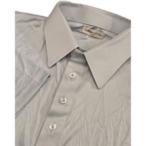 NWOT Collars & Co Men’s L English Spread Collar Polo Shirt – Light Blue Solid